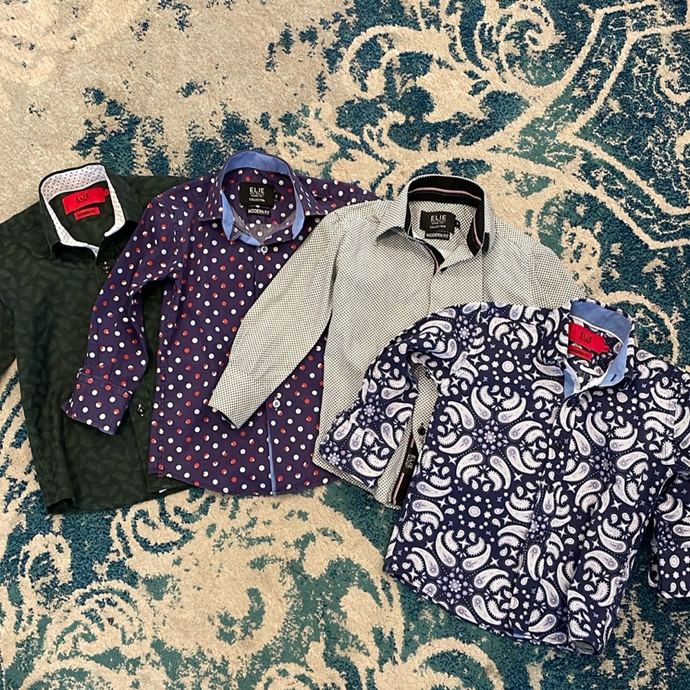 Elie Balleh size 3 boys button up shirts, lot of 4